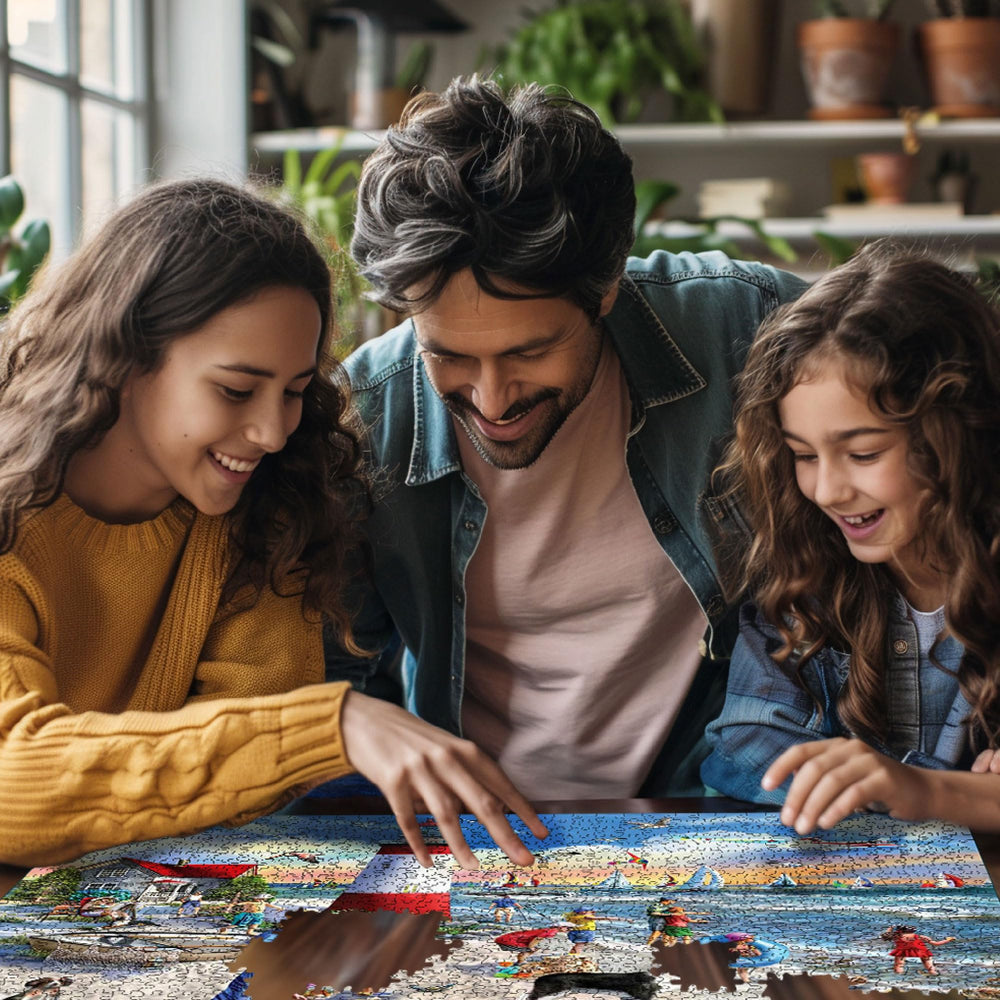 Puzzle box with White Mountain branding and 500-piece details