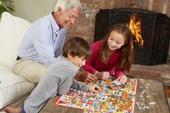White Mountain 1000-piece puzzle; sturdy blue chipboard construction.