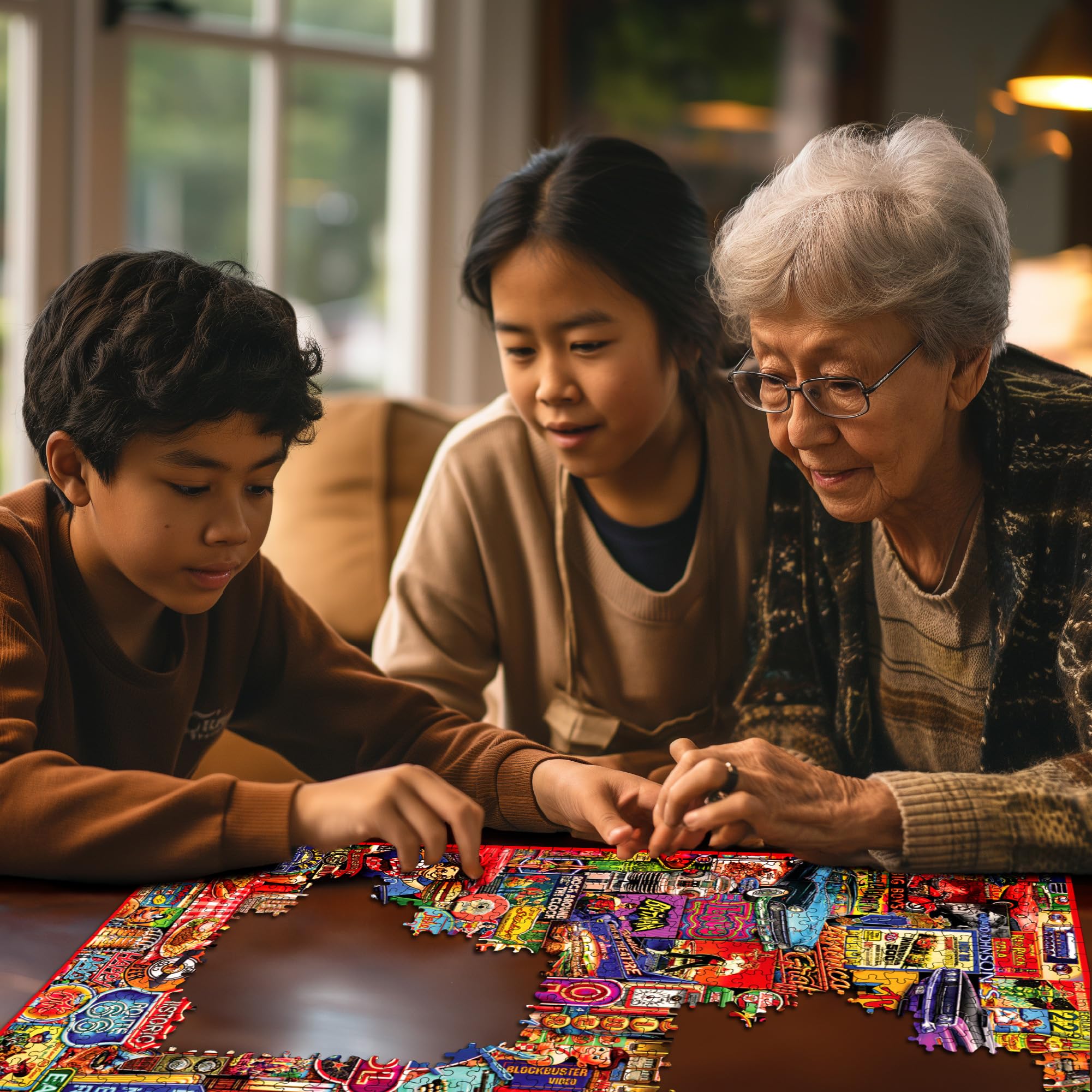 White Mountain Puzzle Pieces Closeup emphasizes easy handling and piece-fit.