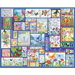 White Mountain spring flower butterflies puzzle image highlighting bright collage for relaxing family time.
