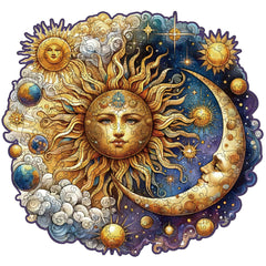 WHJSG Sun-Moon wooden puzzle, 200 pieces, ideal for calming family activity.