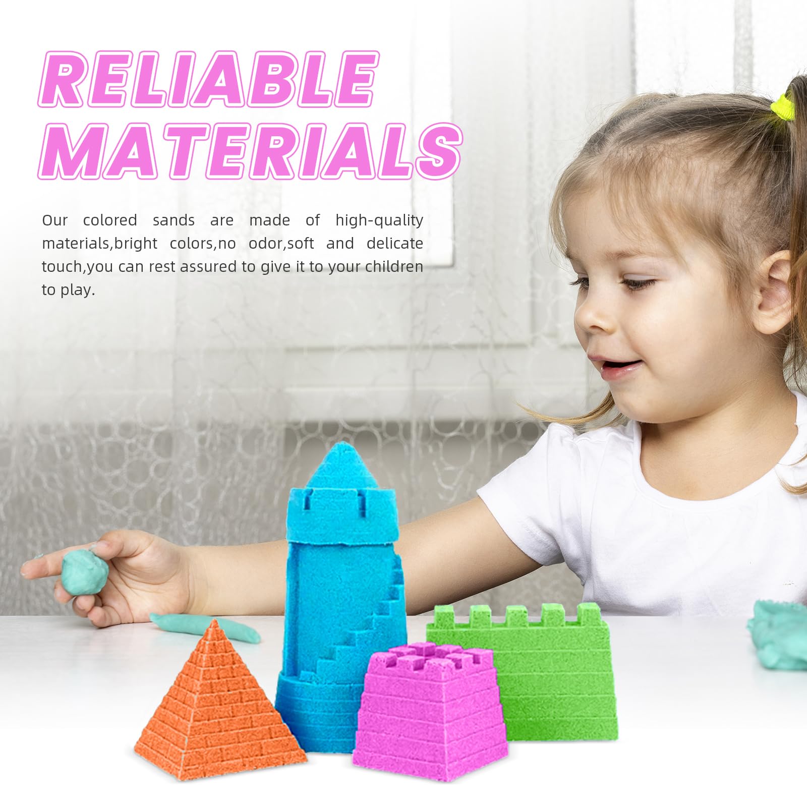 Whkvnng Play Sand self-sticking design helps shapes hold during activities