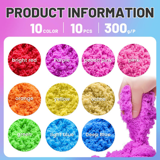 Whkvnng Play Sand ten colors collection supports endless color mixing for kids
