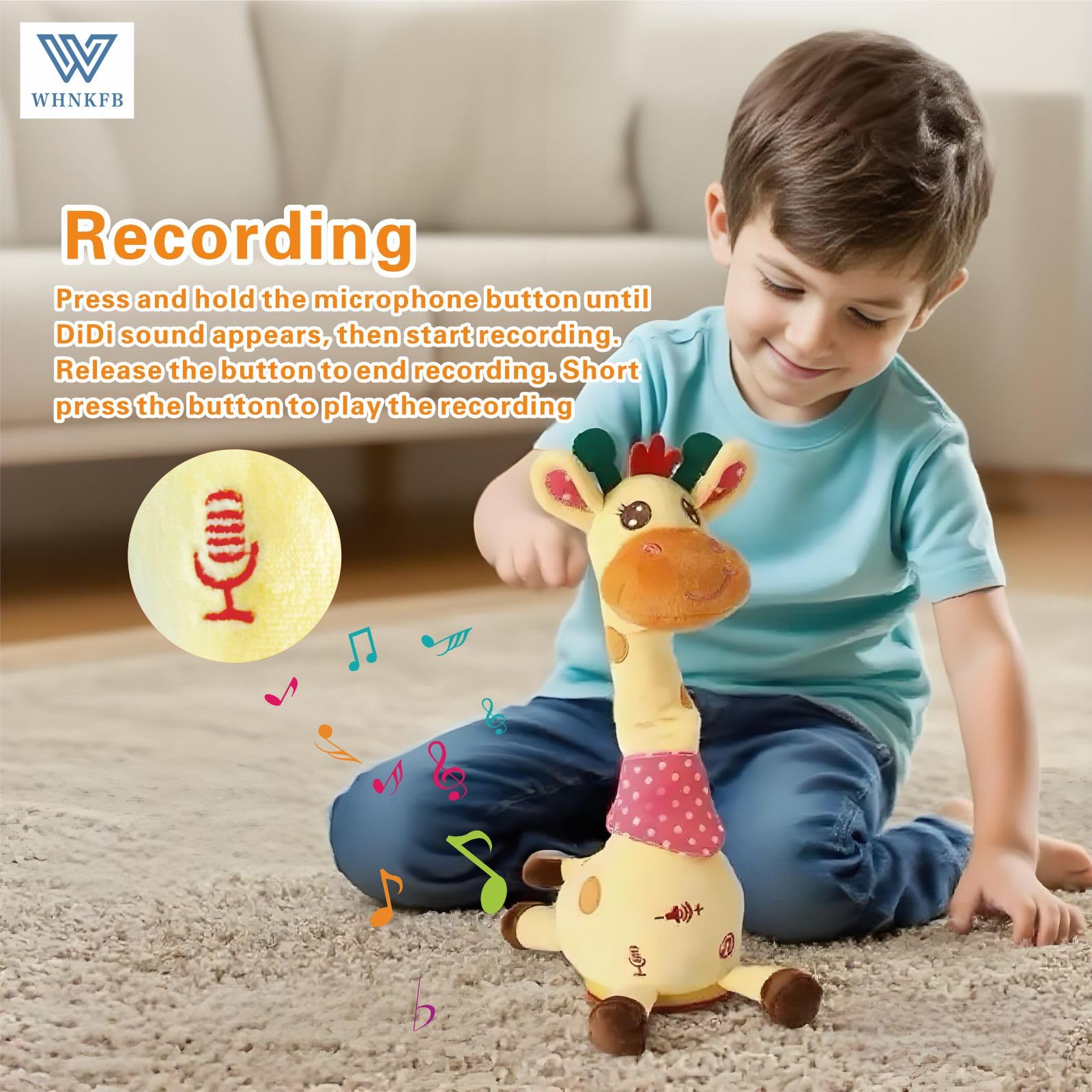 WHNKFB soft plush giraffe safe for babies and cuddles
