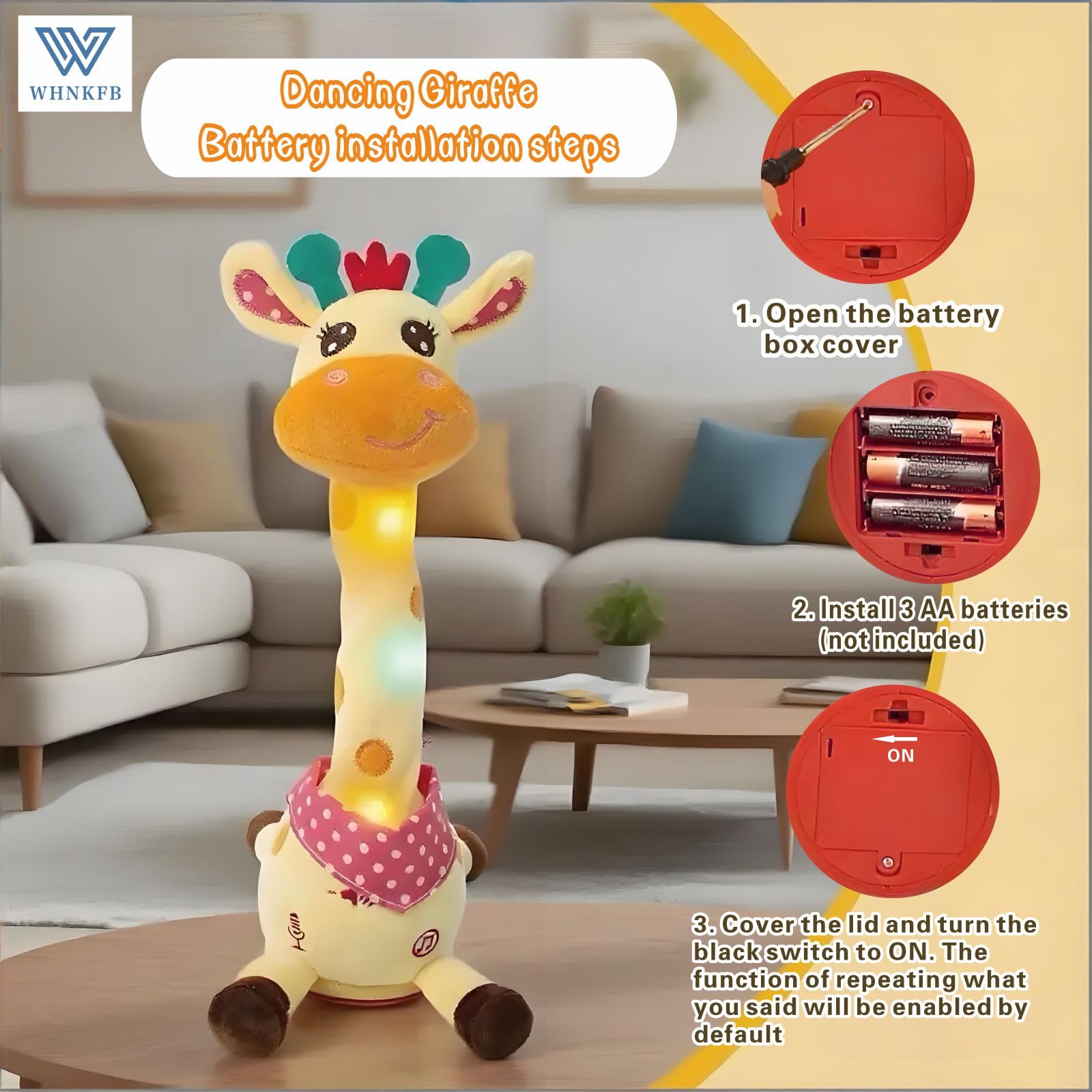 WHNKFB talking giraffe with recording function for personalized messages