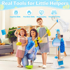 WHOHOLL 9 Pcs wooden cleaning set with dishcloth, promotes careful cleaning