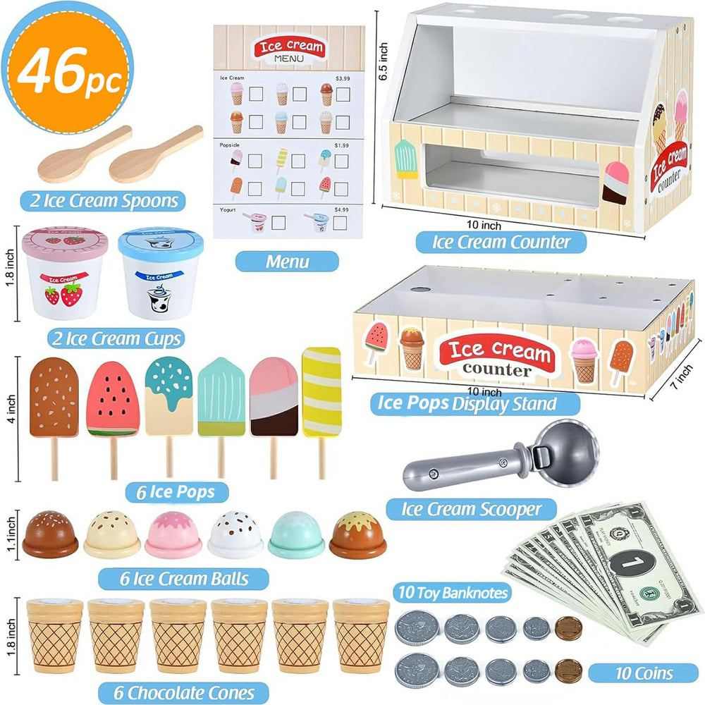 WHOHOLL scoops and cones set enables pretend sales and counting.