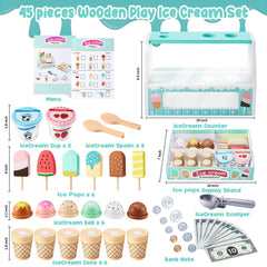 WHOHOLL wooden ice cream cones support fine motor skills during pretend meals