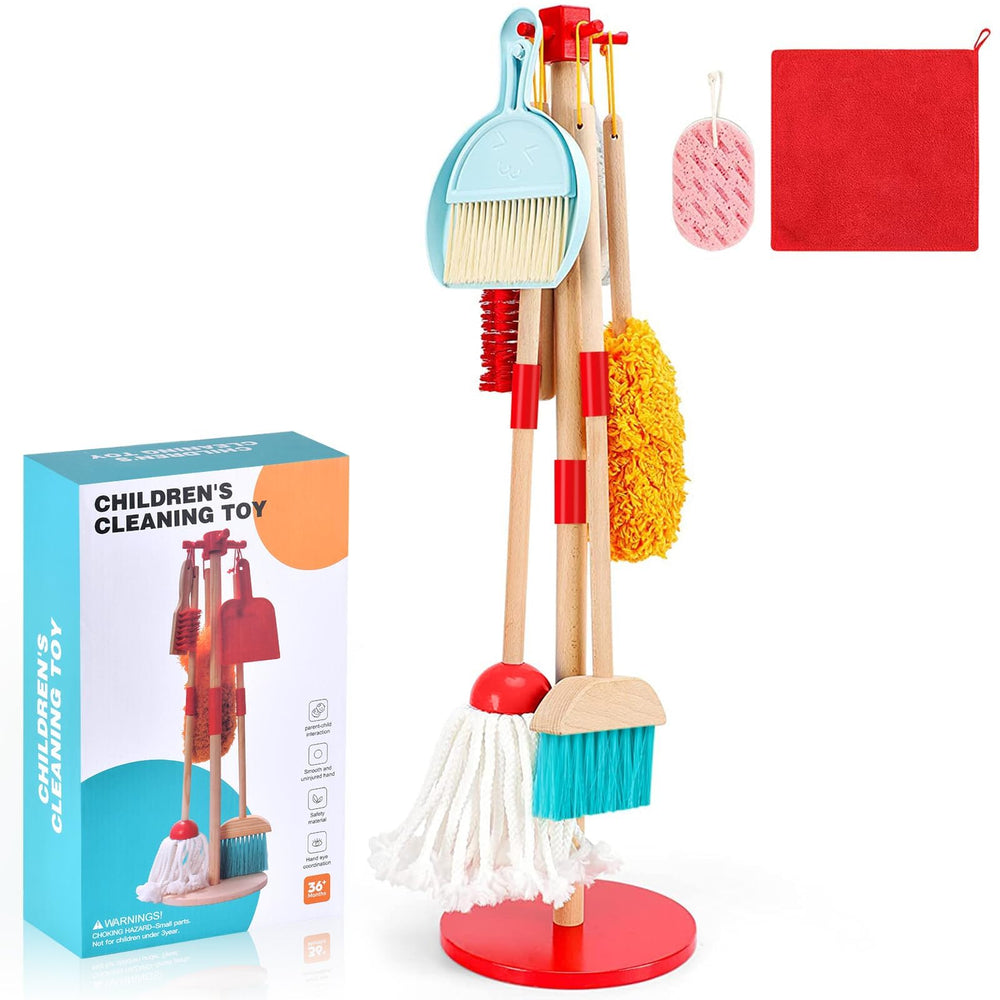WHOHOLL wooden kids cleaning toy broom promotes safe, imaginative play