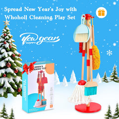 WHOHOLL wooden mop for toddlers promotes independent cleaning tasks