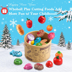 WHOHOLL wooden knife set for safe cutting play.