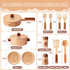 WHOHOLL wooden spice jars with S and P labels enhance realistic pretend seasoning.