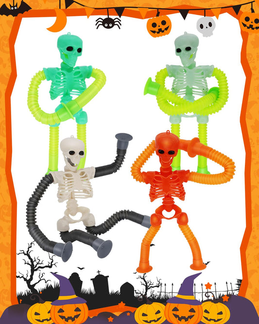 Whongkidz pop-tube skeleton 4-pack provides tactile play and Halloween fun