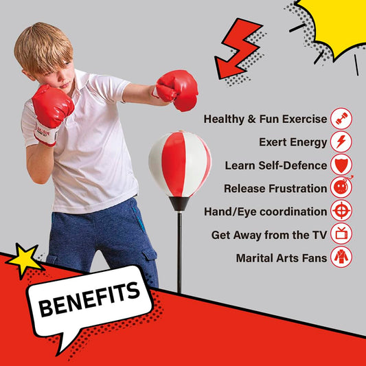 Whoobli 6 oz kids boxing gloves included for safe, fun training.
