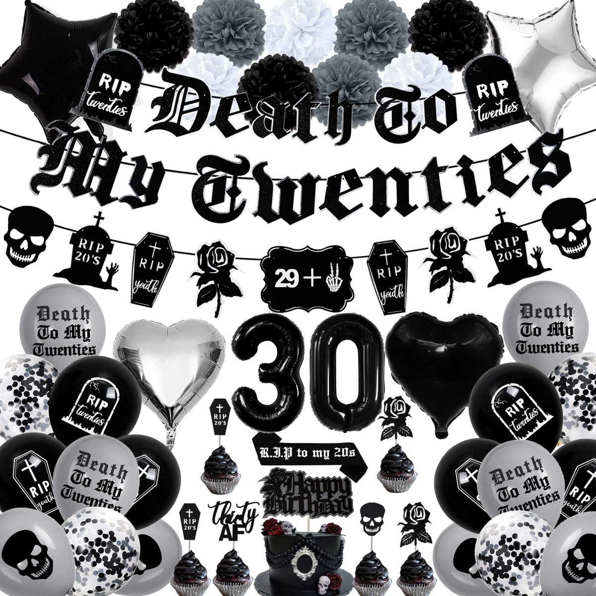 WHYMEO Death to My Twenties banner for a bold milestone party