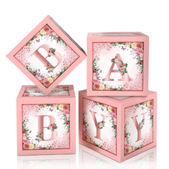 WHYMEO floral baby shower box pink centerpiece adds soft elegance.