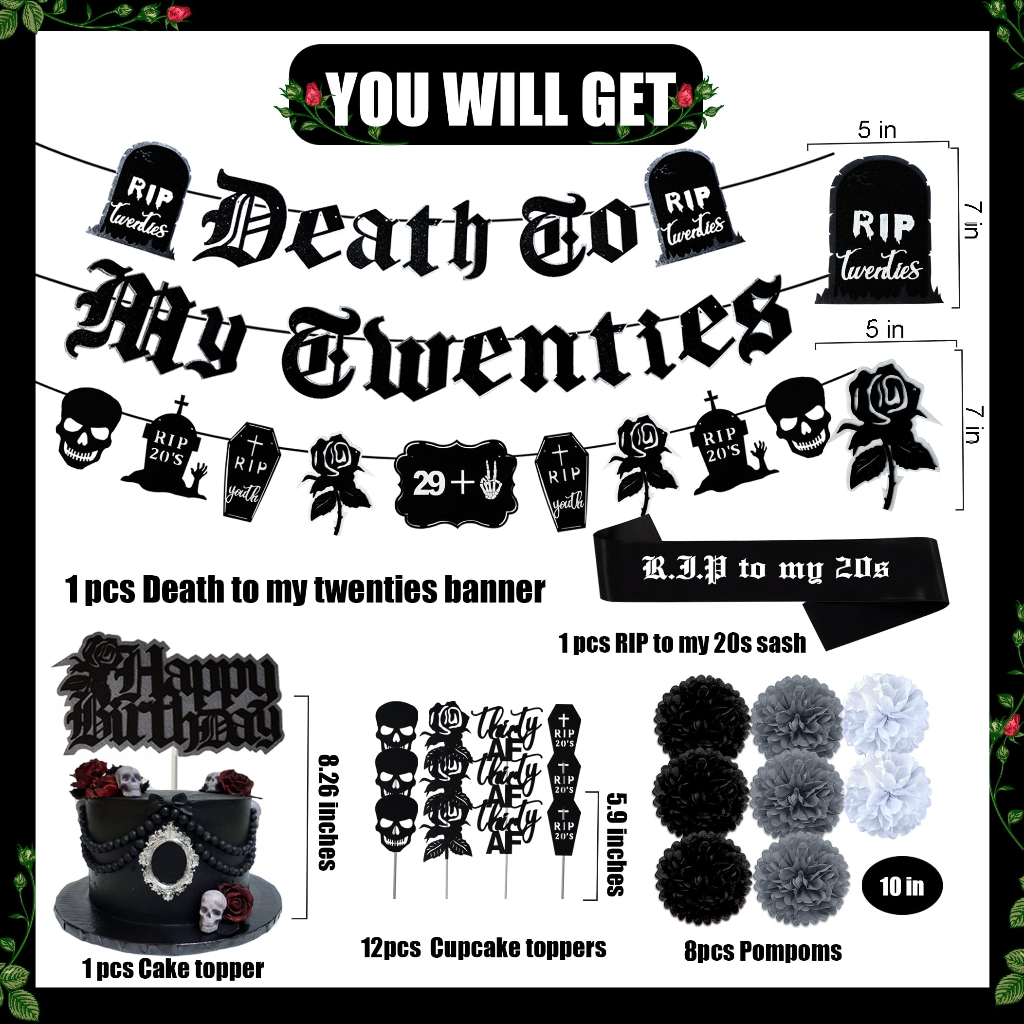 WHYMEO Tombstone Coffin Garland adds dramatic mood for photos