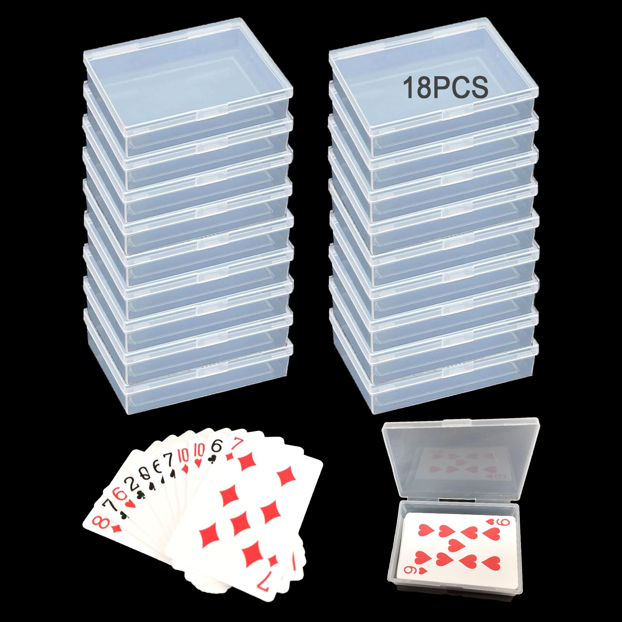 Whyogeta clear card box front view for quick access and organized card storage.