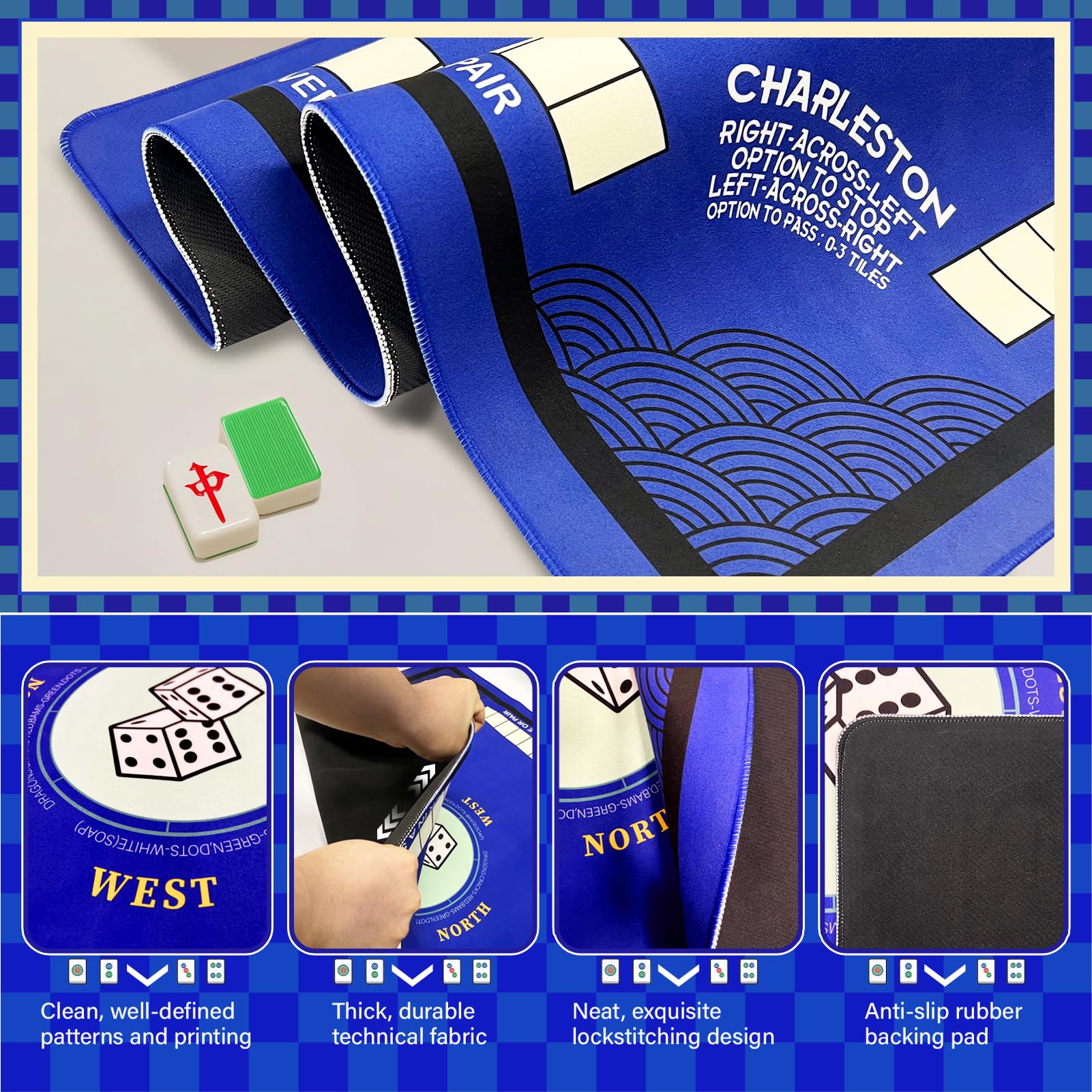 Wibeelee Mahjong Mat anti-slip backing stabilizes play on any table.