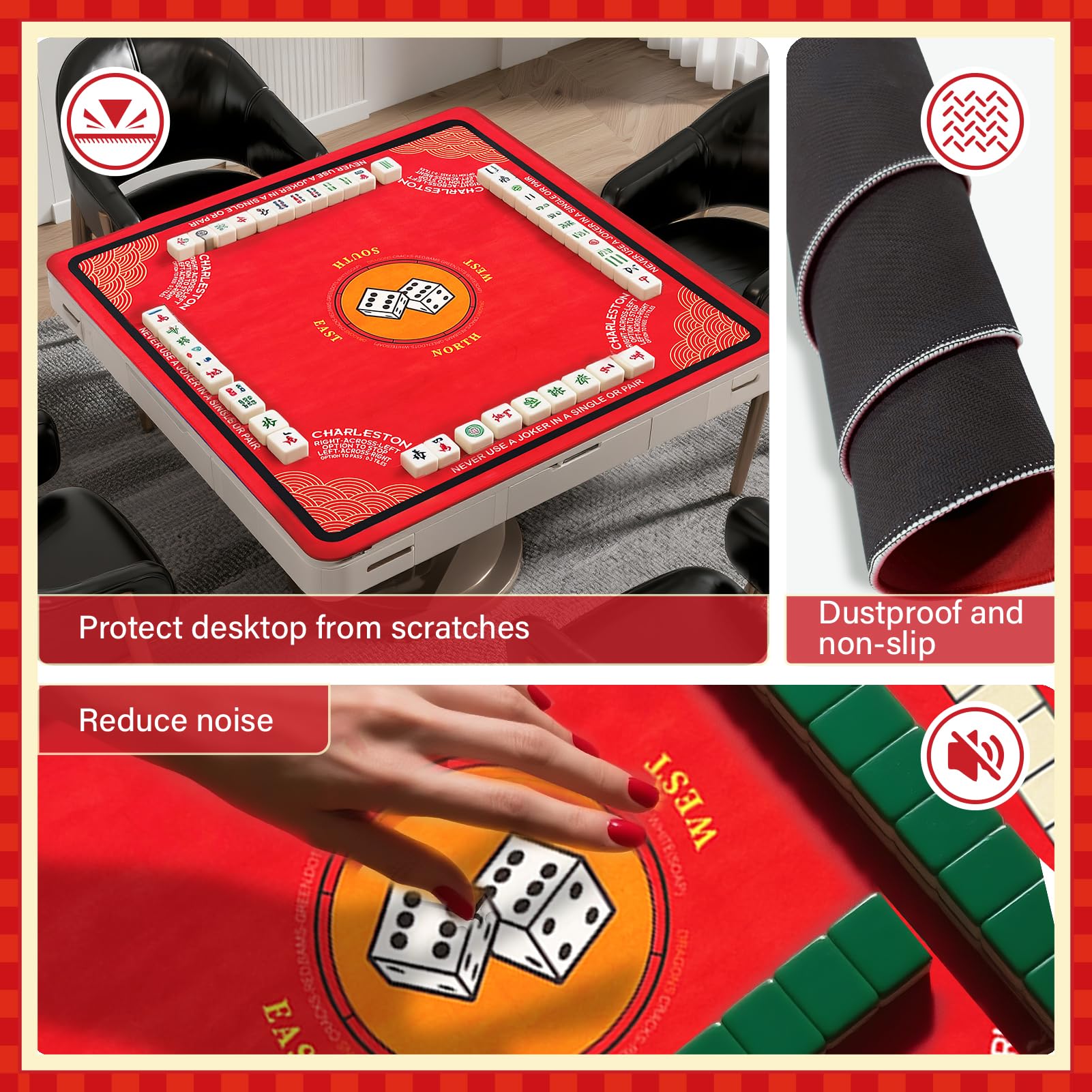 Wibeelee Mahjong Mat with dust-proof surface resists dust buildup.