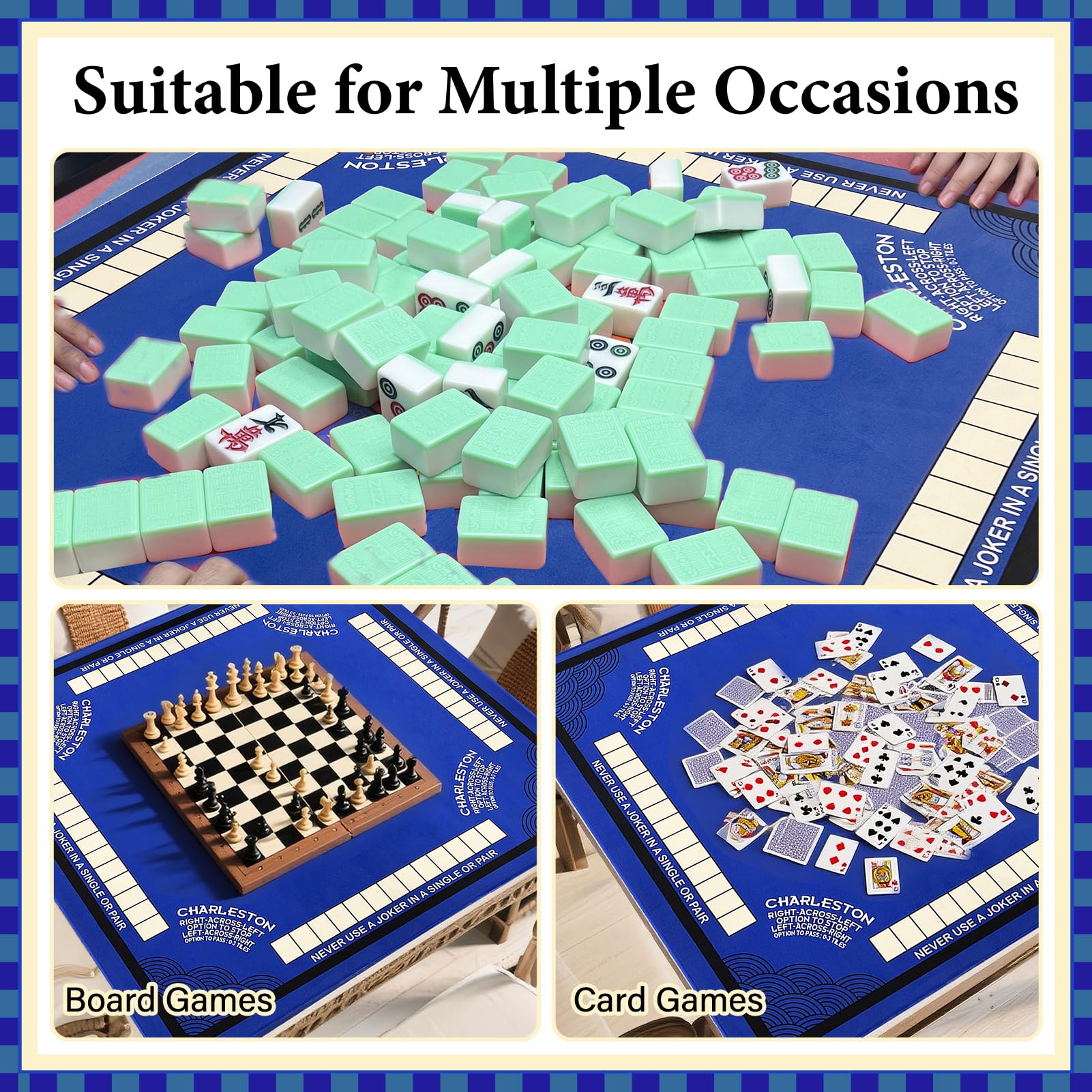 Wibeelee Mahjong Mat protecting table surface from scratches.