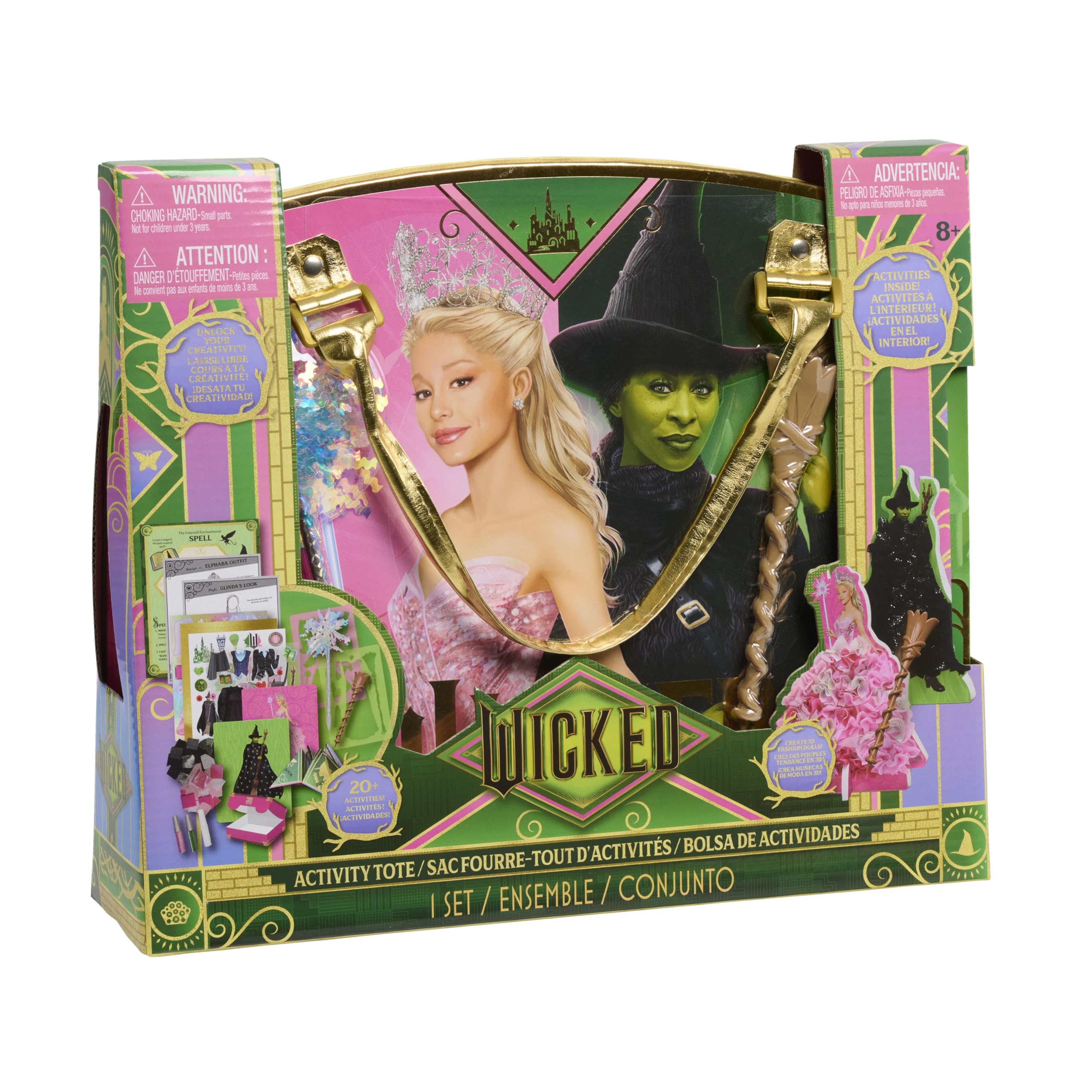 Wicked Universal Activity Tote fabric characters with stands for interactive storytelling.