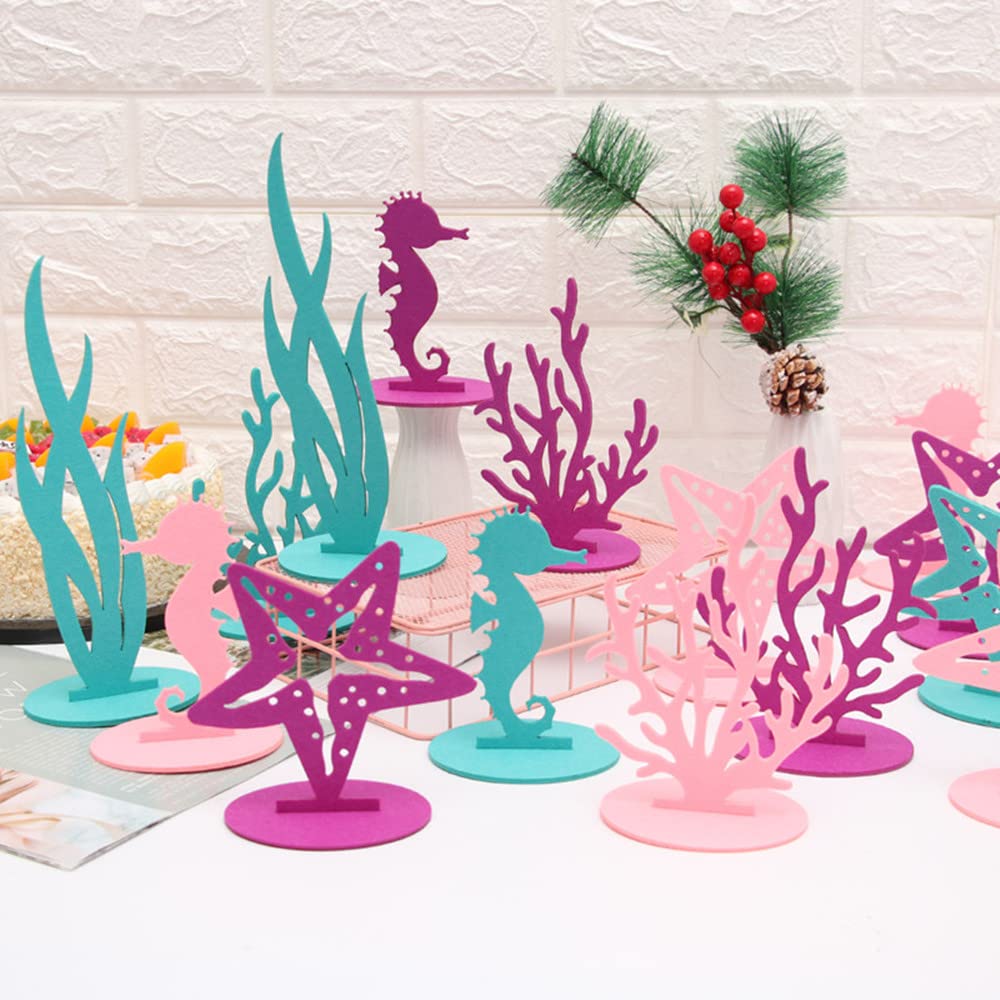 WIDELL mermaid table centerpiece closeup showcases durable felt quality.
