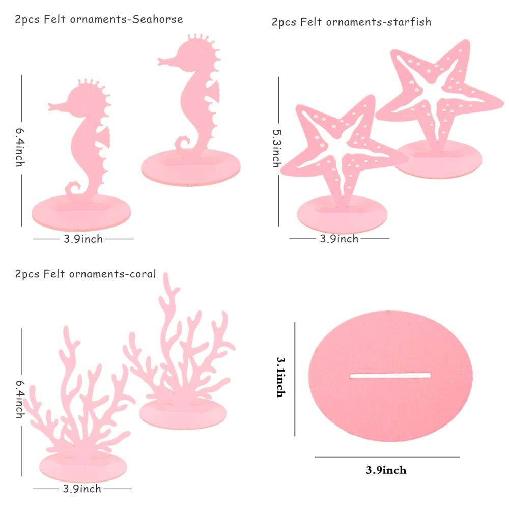 WIDELL pink mermaid centerpiece starfish decor adds whimsy to ocean themed party.