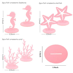 WIDELL pink mermaid centerpiece starfish decor adds whimsy to ocean themed party.