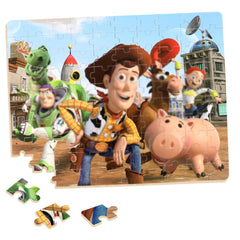 Wieewg 100-piece puzzle with pieces and tin box keeps parts organized for kids.
