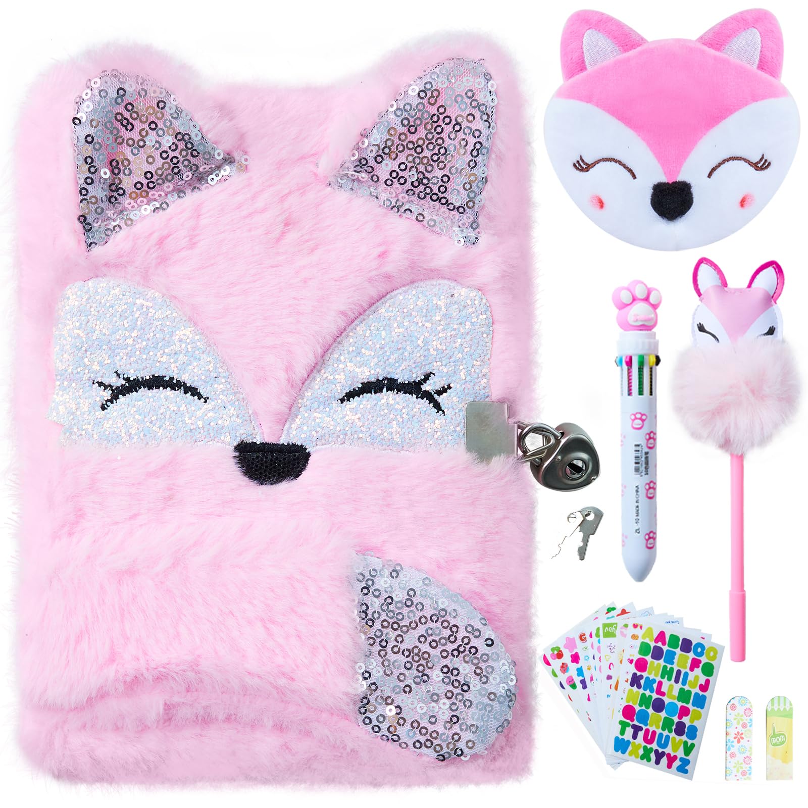 WIEWUSCH Fox Diary pink with lock for private journaling