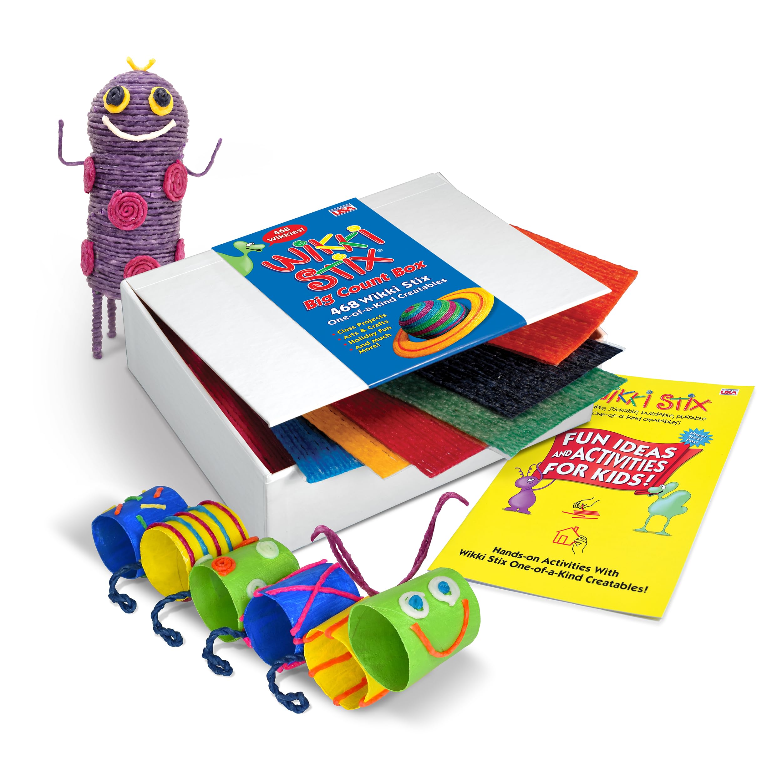 Wikki Stix big count box exterior highlights storage-friendly design and display options.