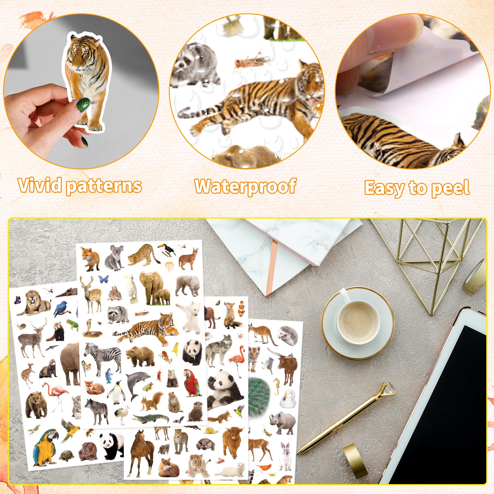 Wild Animals Stickers depict woodland creatures for playful crafts and projects.
