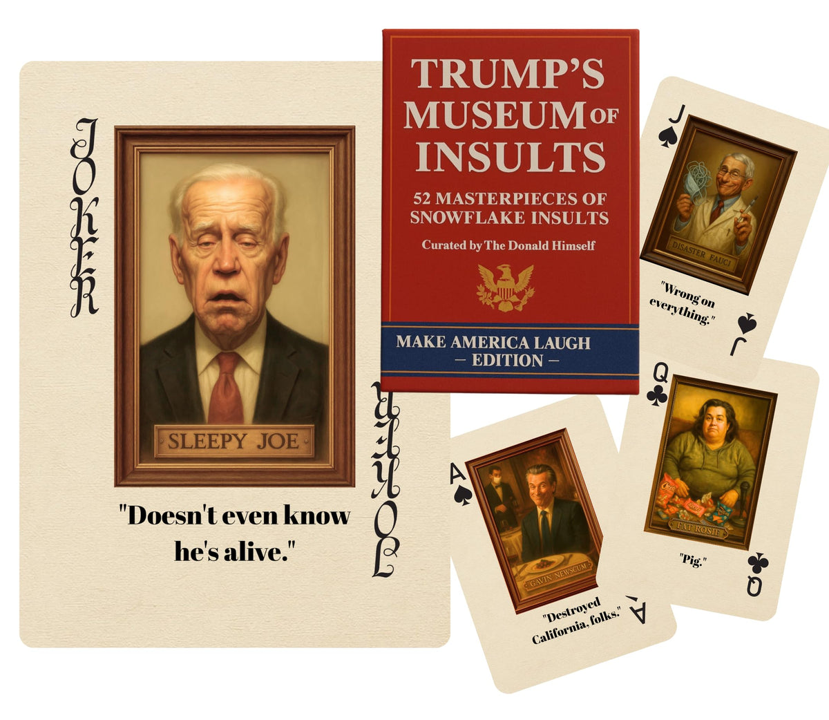 Wild Decks Trump insults deck image featuring parody insults for lively game nights.