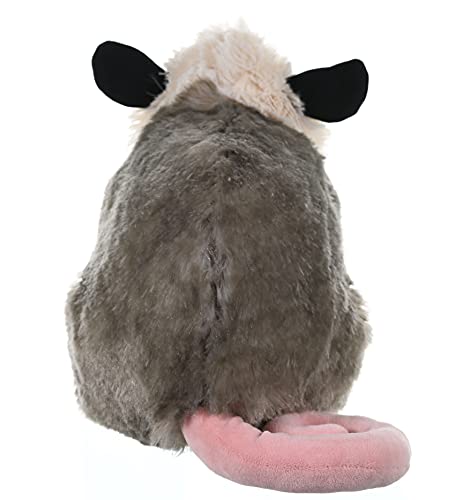 Wild Republic opossum plush back view highlights cuddly, soft textures for comfort.