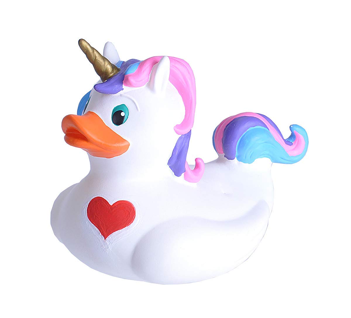Wild Republic unicorn rubber duck front view, ideal for bath time fun and display