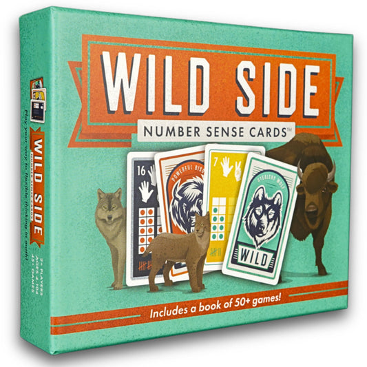 Wild Side Number Sense Cards deck cover with bold number visuals for early math practice.