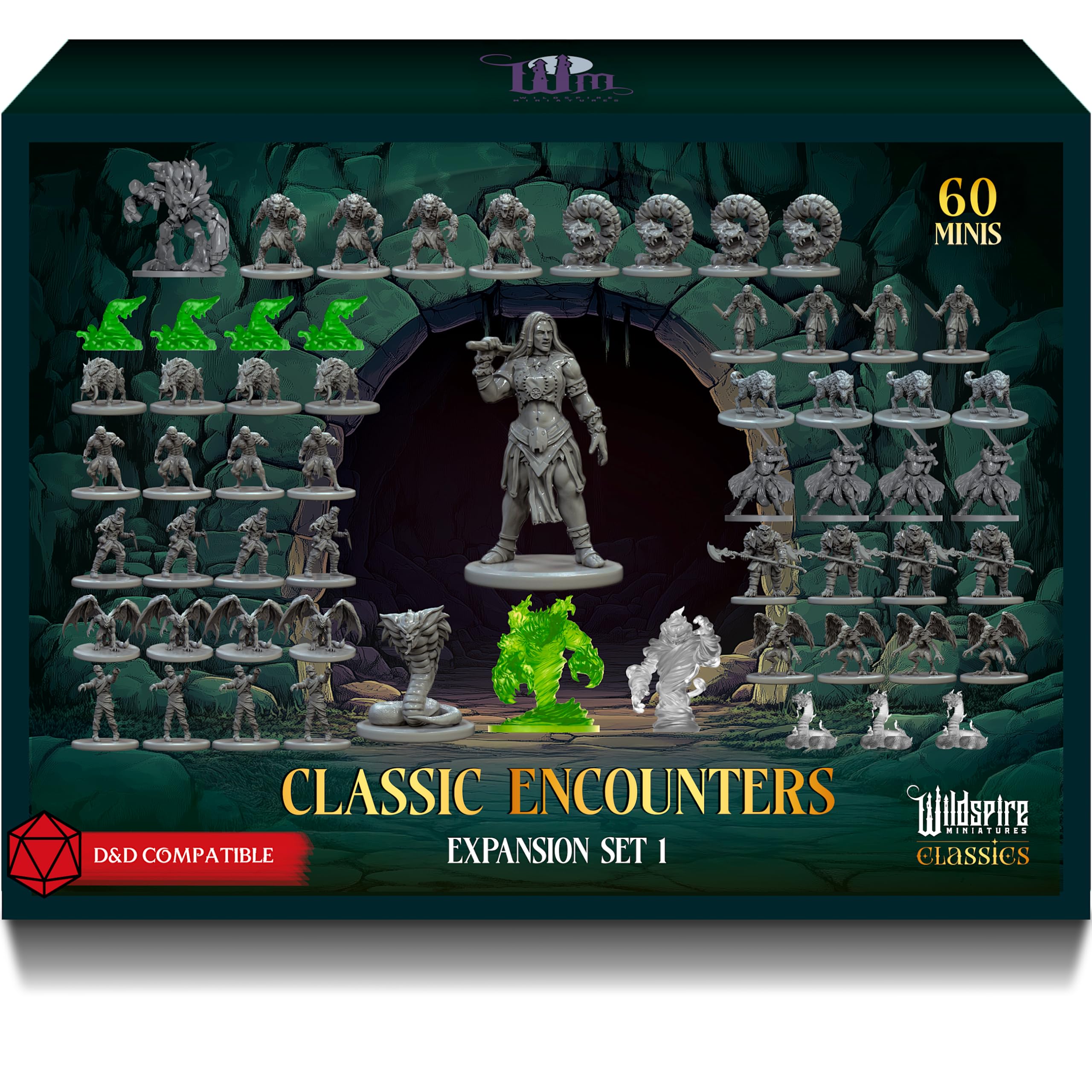 Wildspire classic encounters 60 miniatures assembled for easy tabletop use and painting.