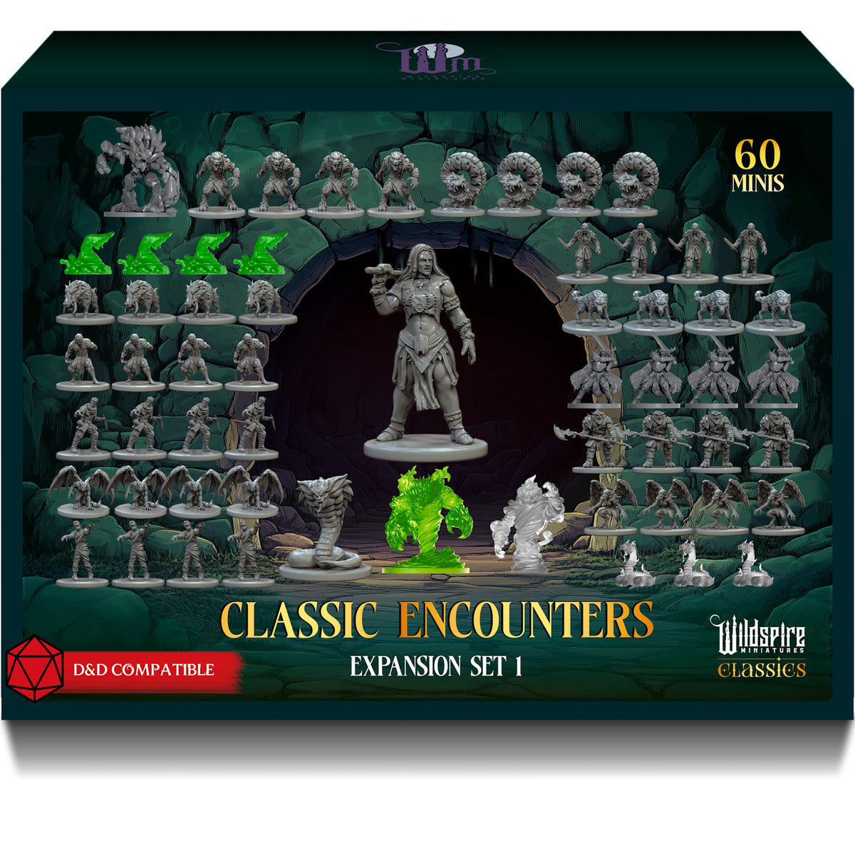 Wildspire classic encounters 60 miniatures assembled for easy tabletop use and painting.