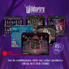 Wildspire bulk D&D miniatures pack with varied heroes and NPCs.