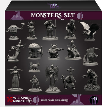 Wildspire Monsters Pack 28mm miniatures for D&D battles and quick setup.