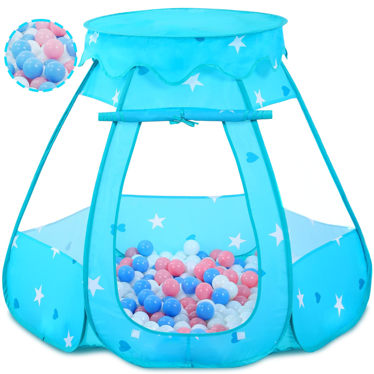 Wilhunter baby ball pit pink tent with 50 balls boosts imaginative play indoors