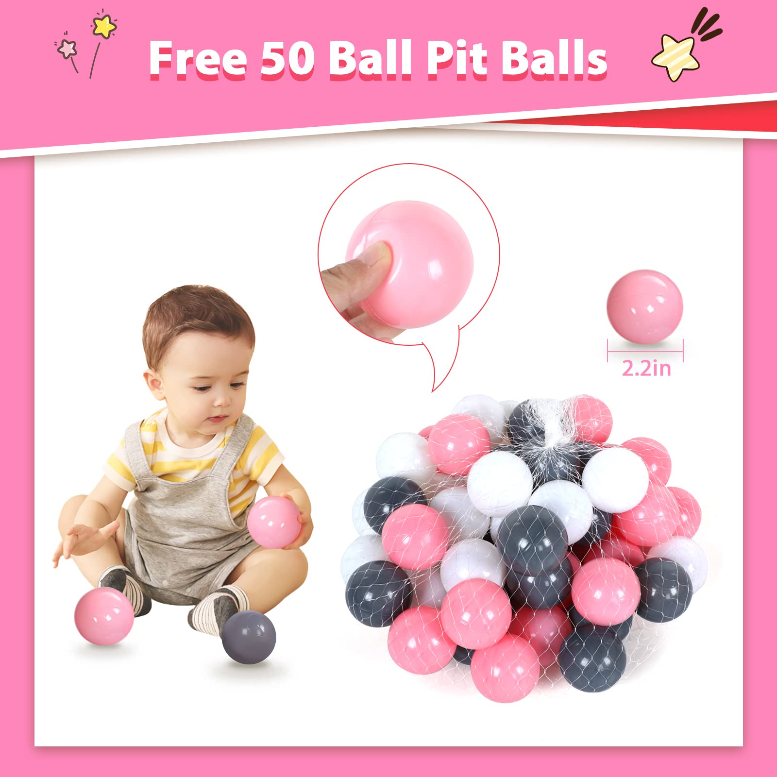 Wilhunter ball pit with 50 balls sparks tactile and color recognition.
