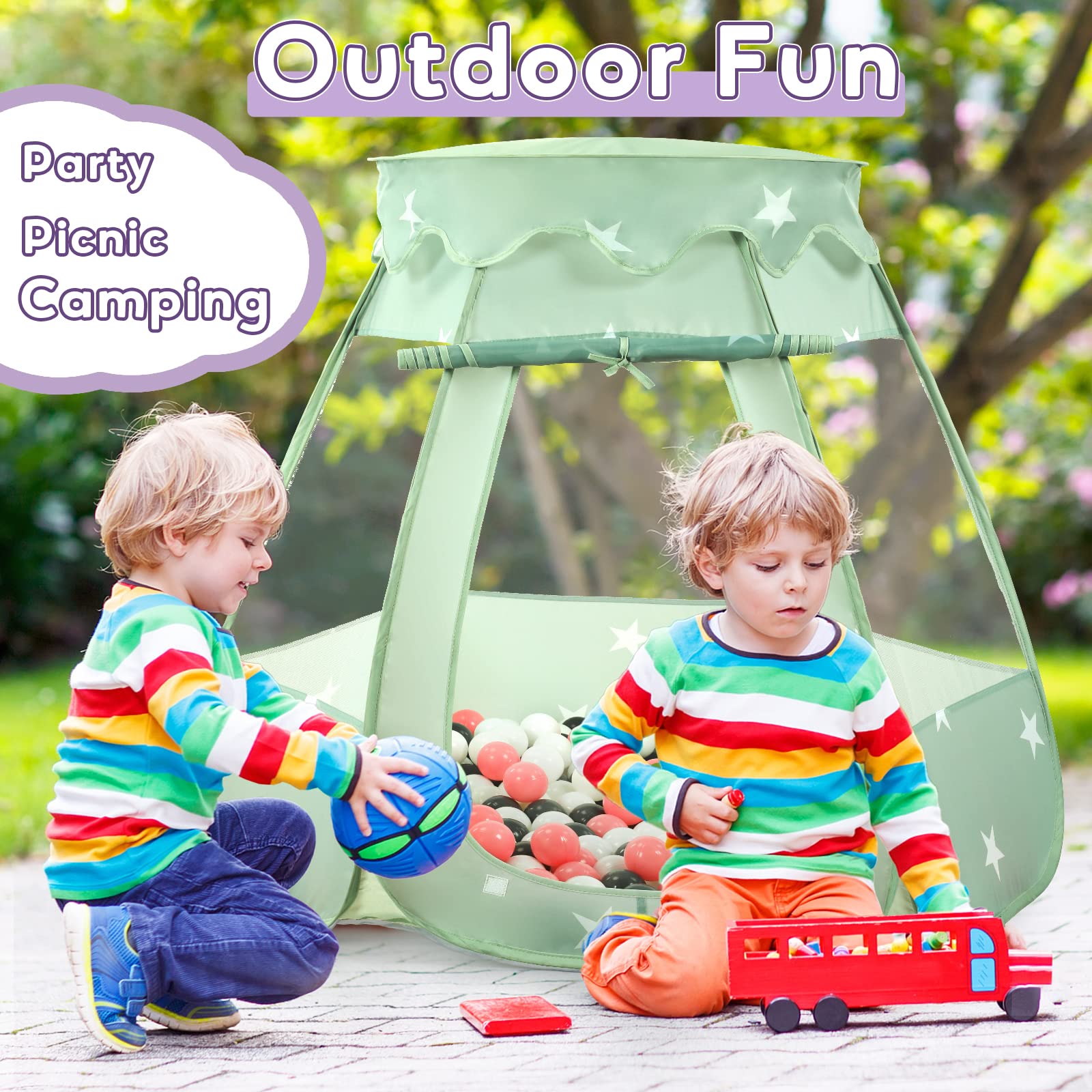 Wilhunter ball pit tent with carry bag enables easy travel.