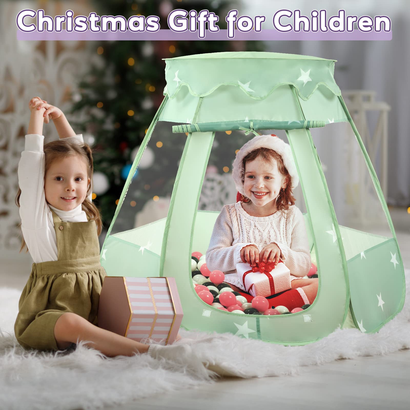 Wilhunter ball pit tent pink white gray princess design inspires imaginative play.