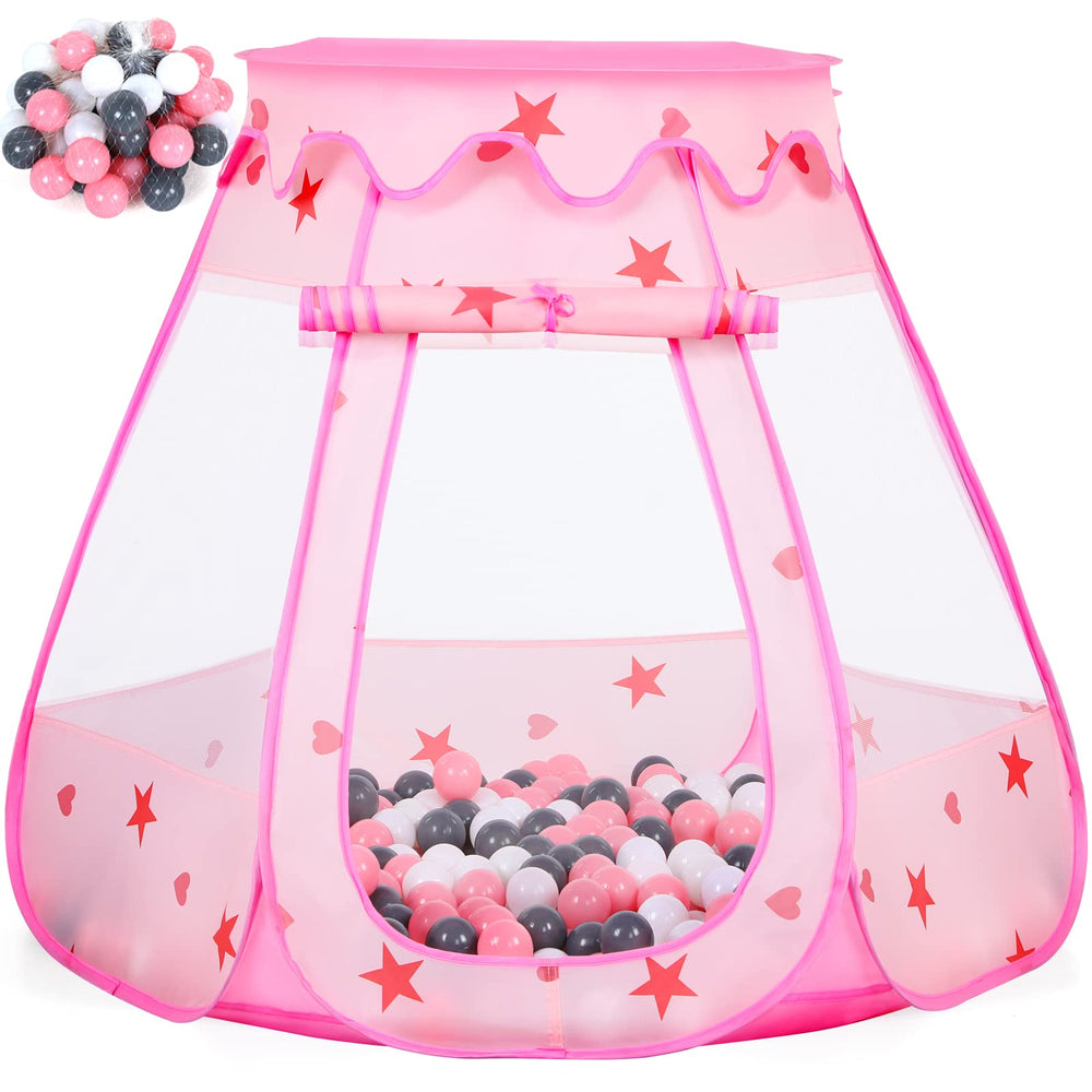 Wilhunter pop-up ball pit tent in pink for quick indoor play sessions.