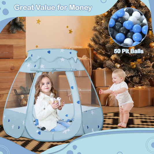 Wilhunter pop-up tent assembly enables tool-free, rapid setup for playtime.