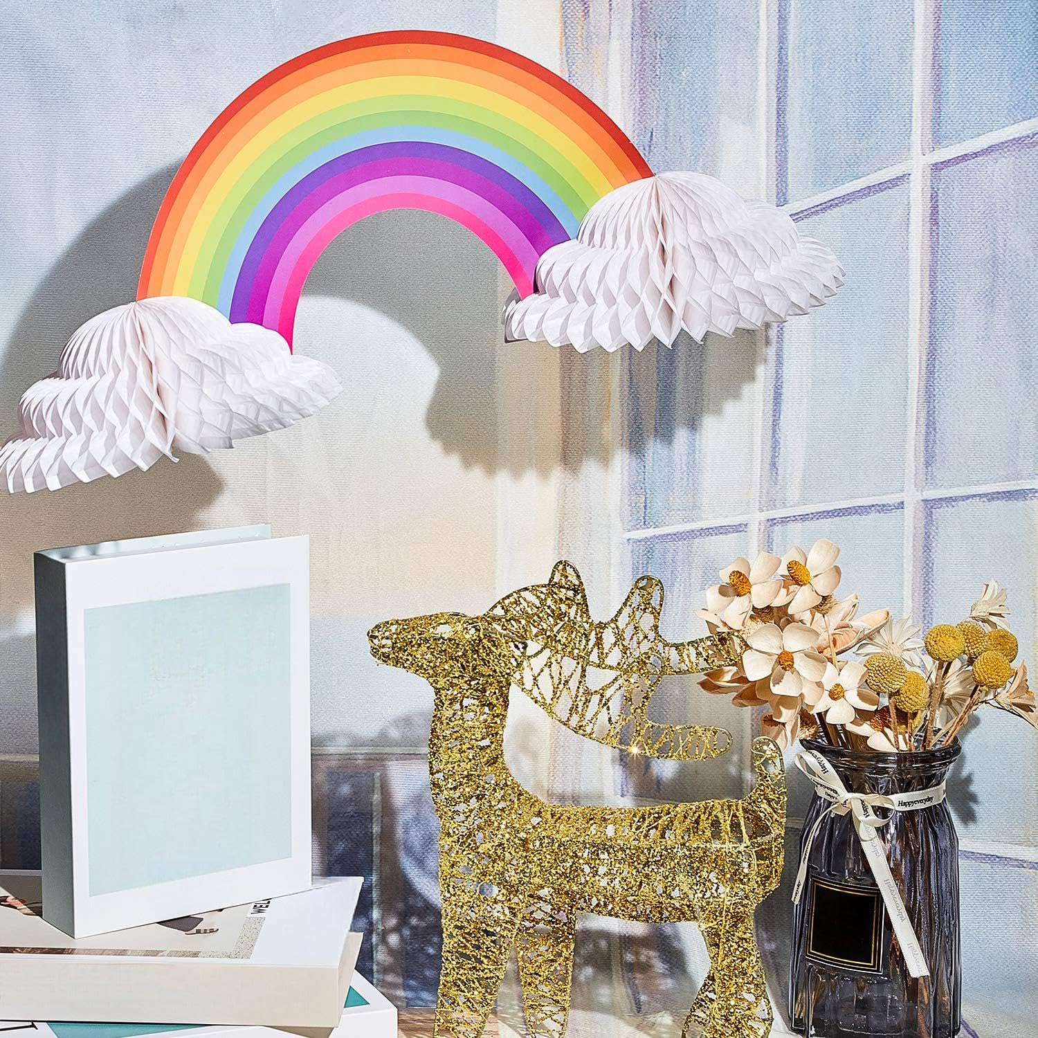 WILLBOND colorful rainbow decor centerpiece brightens weddings and celebrations.