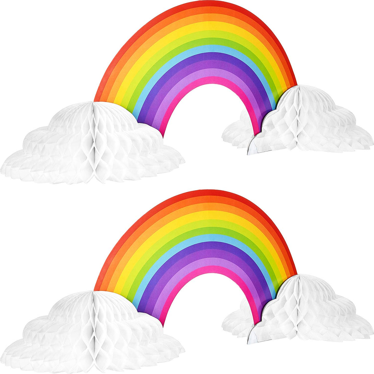 WILLBOND rainbow honeycomb centerpiece assembly to elevate birthday table decor.