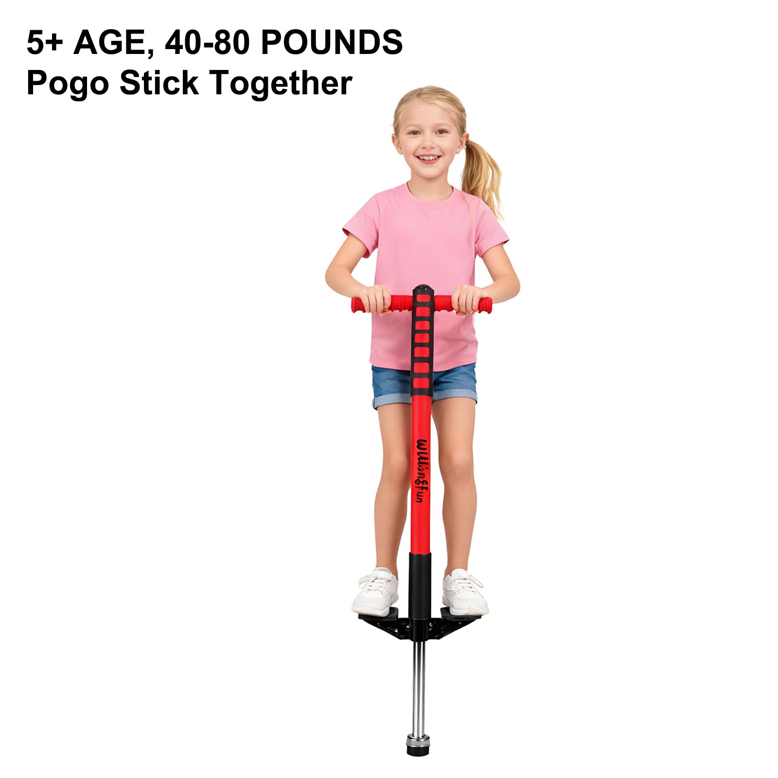 Willingfun pogo stick comes ready to bounce, no assembly required.